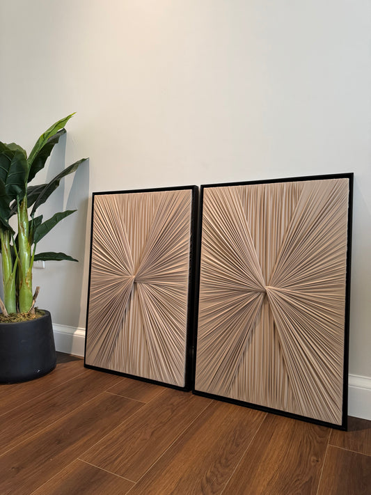Fabric Art #3  Light Brown Set of Two