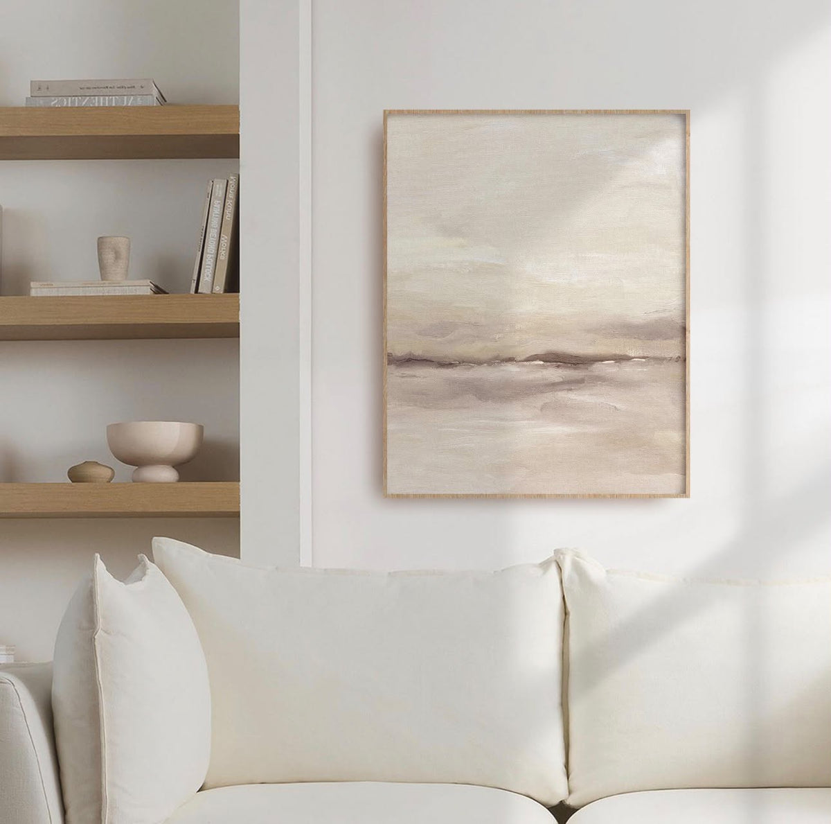 Neutral Abstract Seascape Vertical- Printed on Canvas