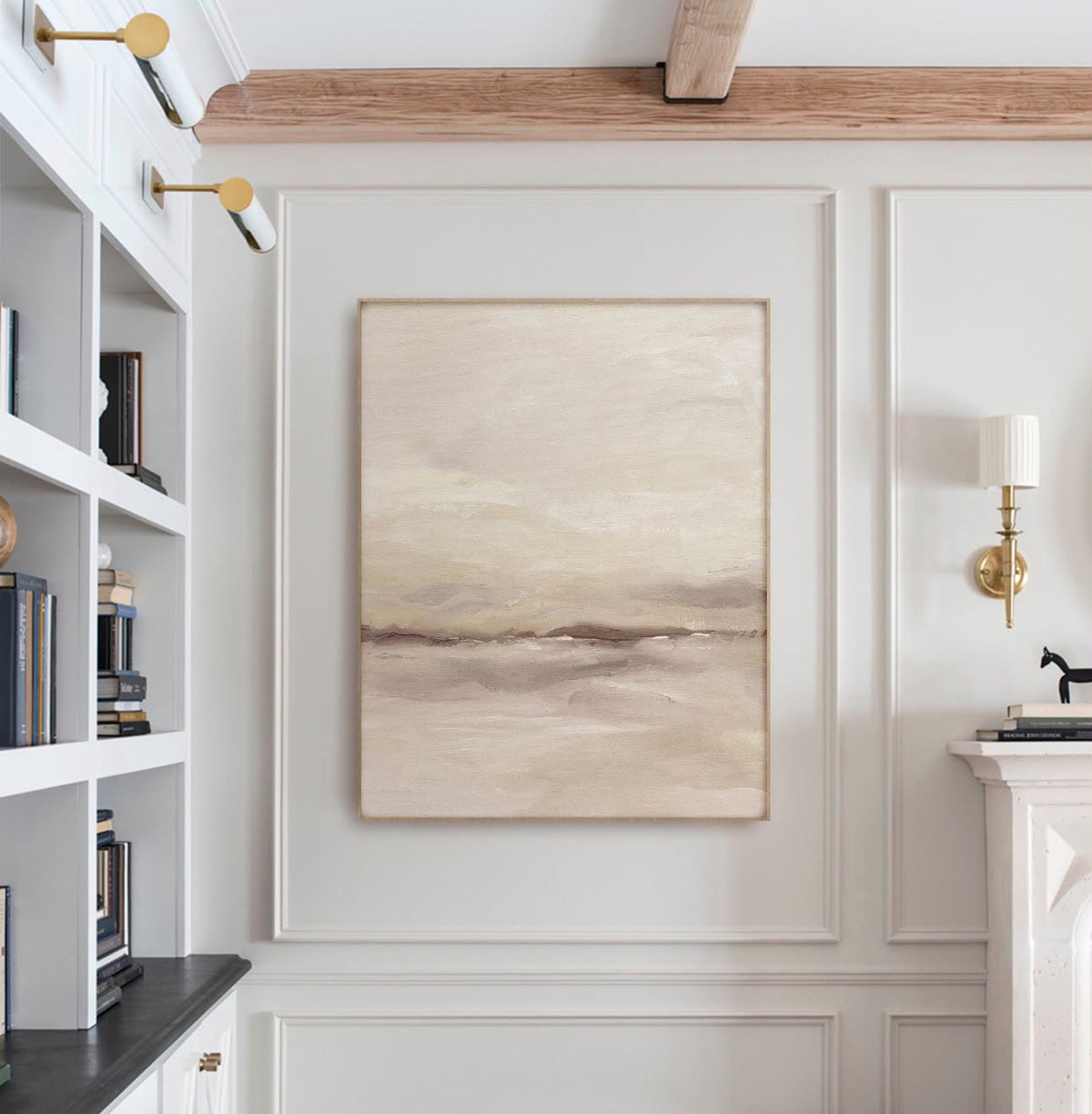 Neutral Abstract Seascape Vertical- Printed on Canvas