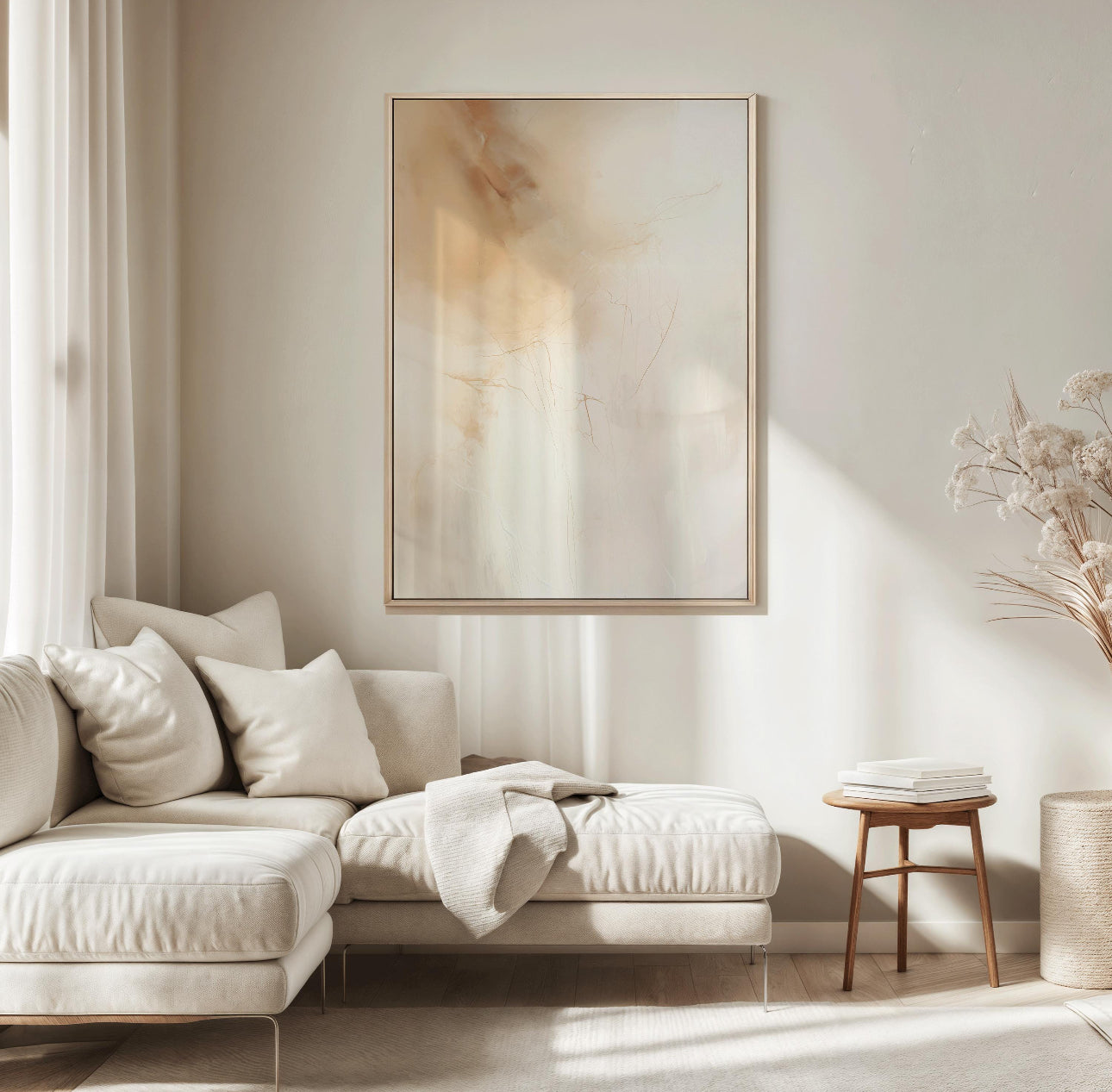 Neutral Creme Beige - Printed on Canvas