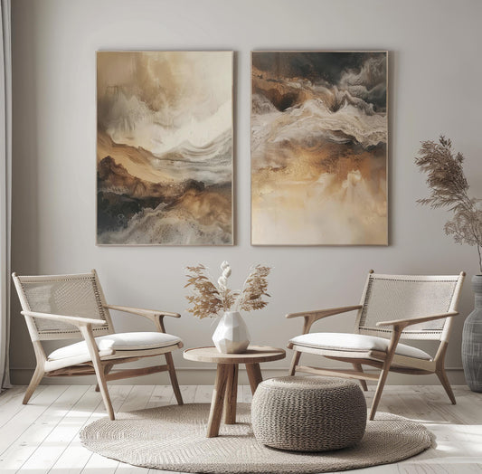 Brown & Beige Set of Two - Printed on Canvas