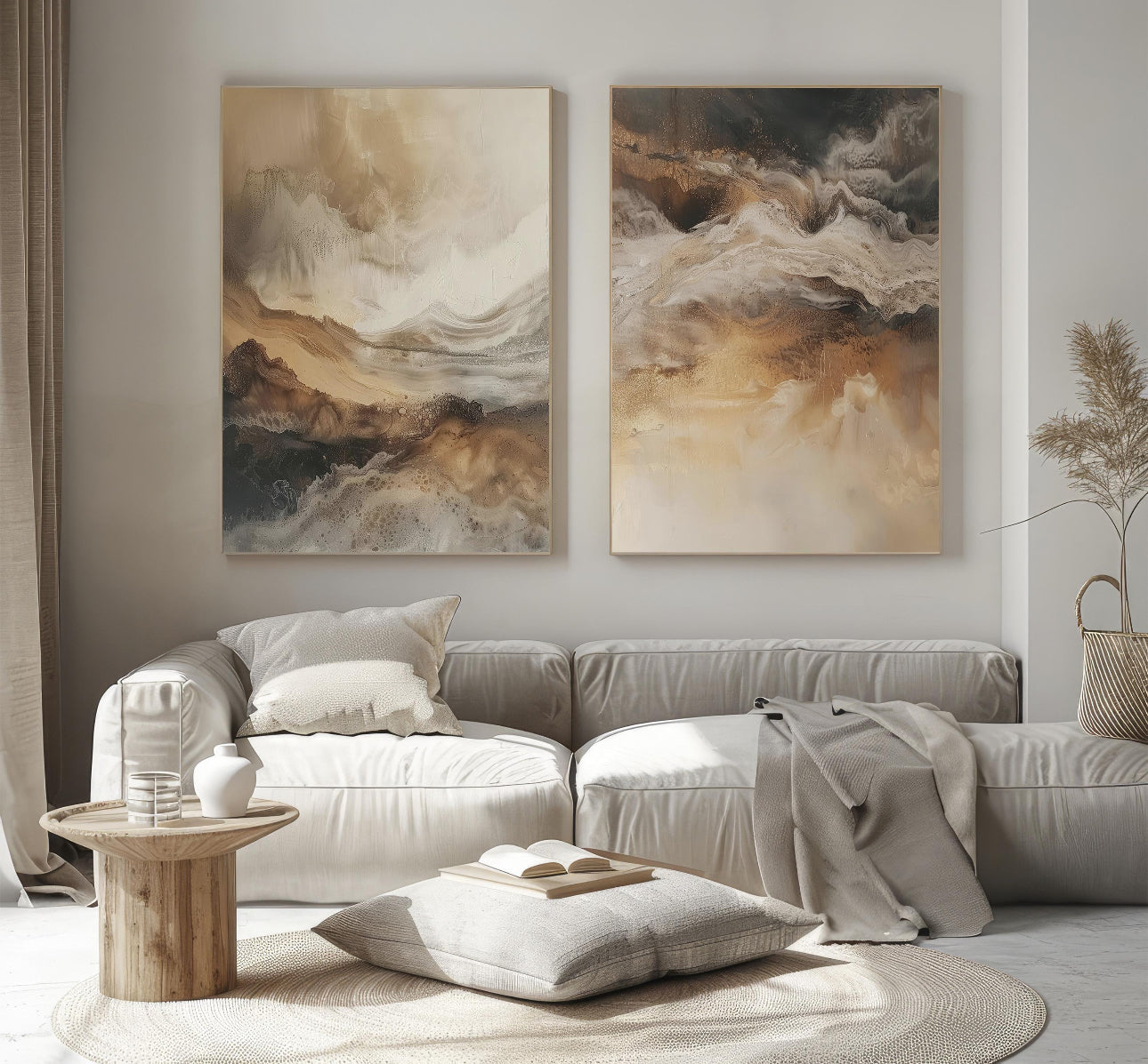 Brown & Beige Set of Two - Printed on Canvas