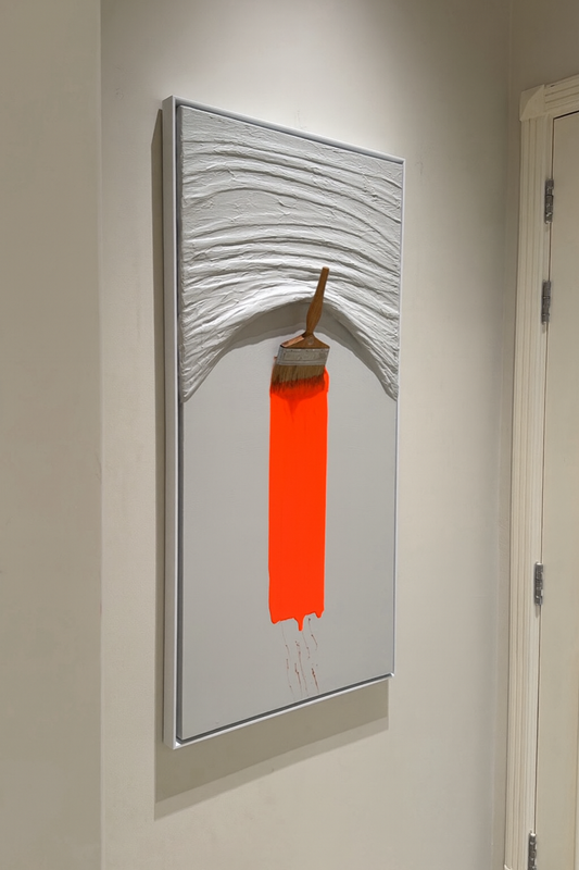 One Brush Fluoro Orange - Textured Wall Art