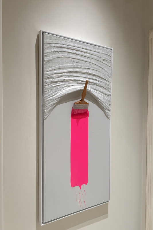 One Brush Fluoro Pink - Textured Wall Art