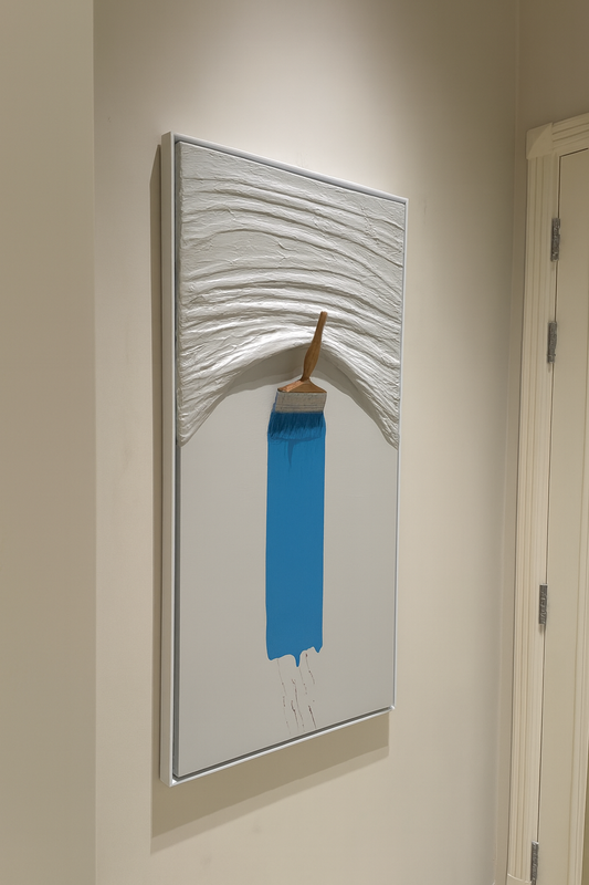 One Brush Cerulean Blue - Textured Wall Art