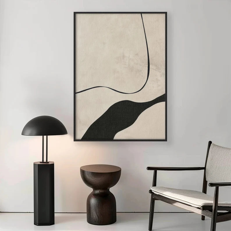 Beige Abstract Painting - Printed on Canvas