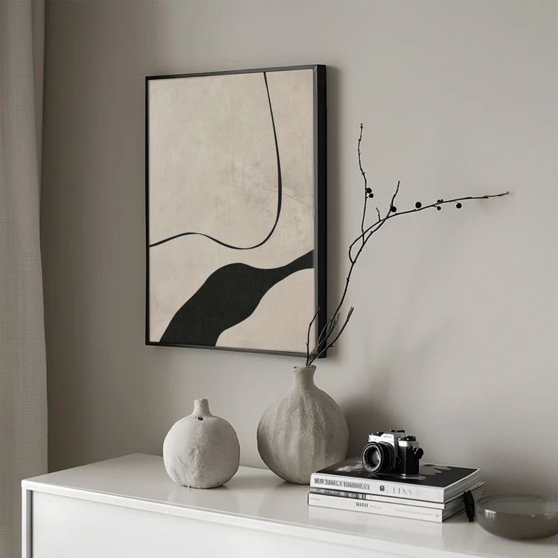 Beige Abstract Painting - Printed on Canvas