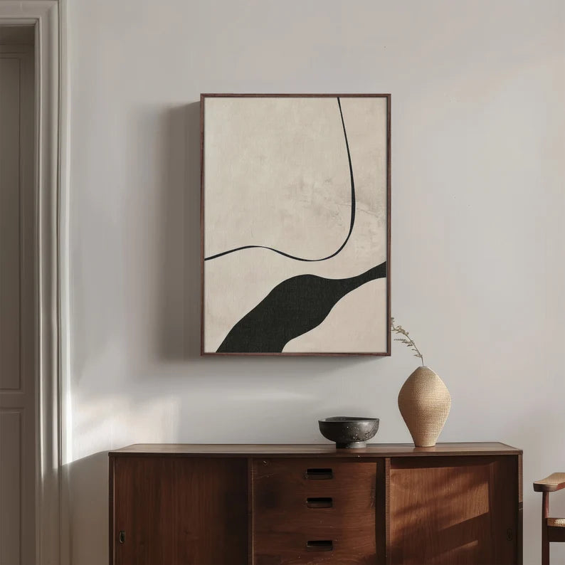Beige Abstract Painting - Printed on Canvas